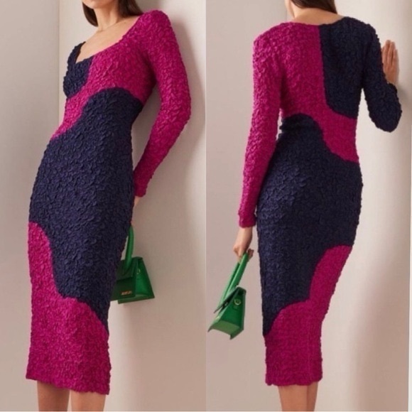 Mara Hoffman Amy Popcorn Dress Navy Pink NWT SZ S - Picture 3 of 7